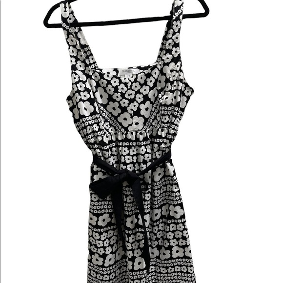 Motherhood Maternity dress with waist sash, size medium.  Black and white - Picture 1 of 6